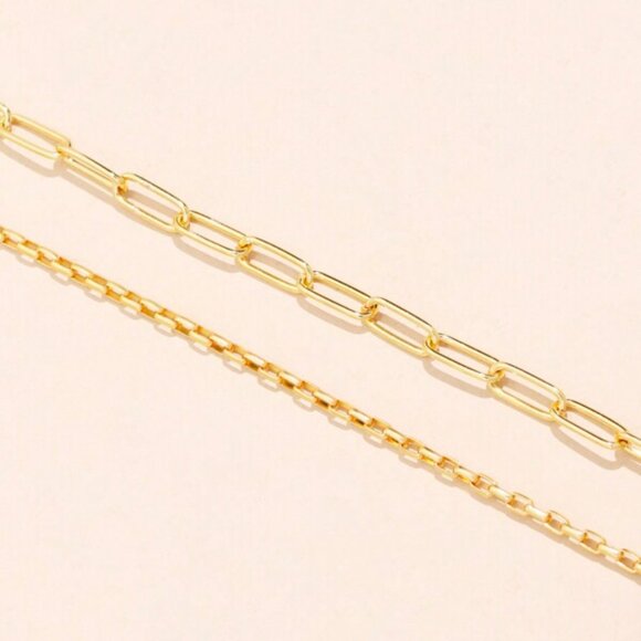 18K Gold Filled Paperclip & Box Chain Necklace Set (14.96 + 1.97, 17.72 + 1.97 ) - Picture 4 of 4